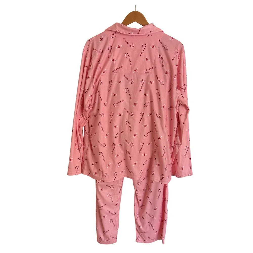 Carters Bedtime Womens Pink Candy Cane Holiday Pajama Set‎ Size Large New NWT